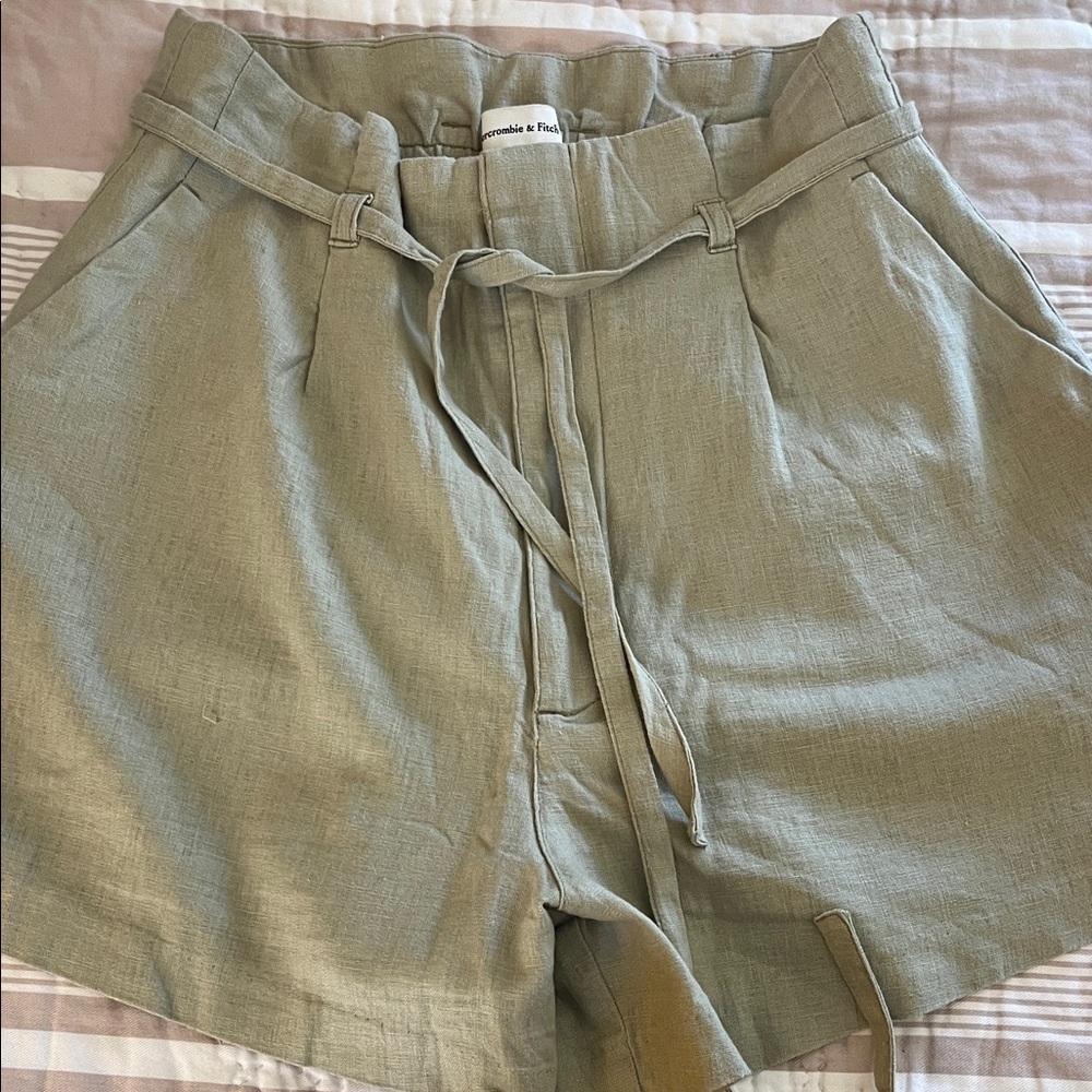 Abercrombie & Fitch Women's Olive Tie-Waist High-Rise Shorts